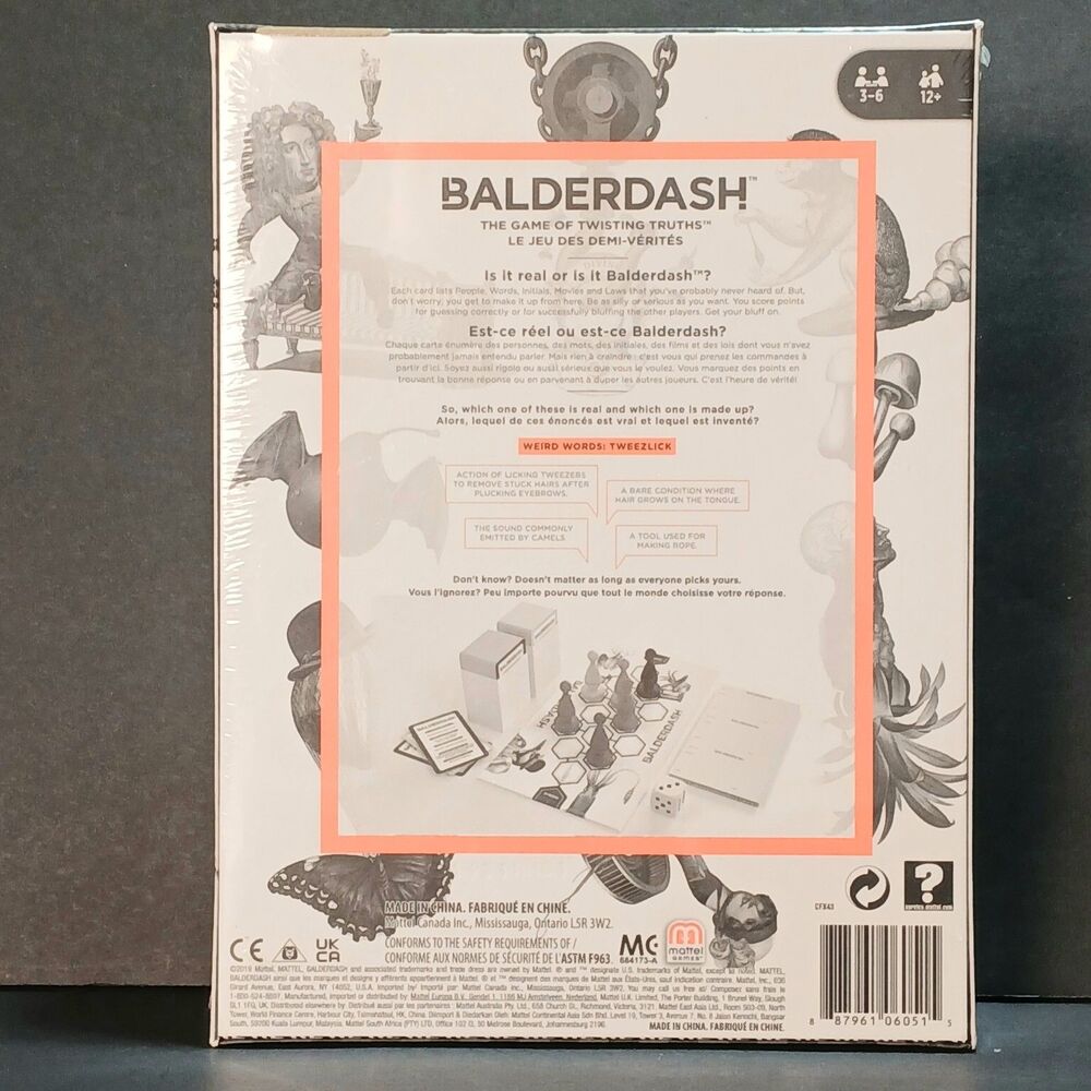 Balderdash, The Game of Twisting Truths, Mattel Games, 2019, Ages 12+ New Sealed - Picture 2 of 2